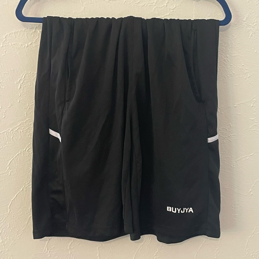 BUYJYA Men’s Athletic Shorts Black Lightweight Gym Running Training Activewear